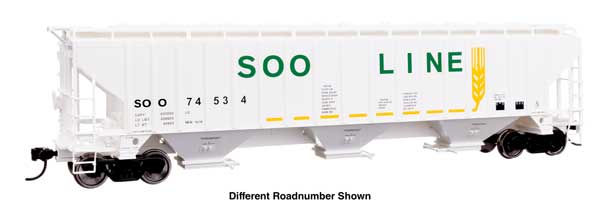Walthers HO 910-49076 - Mainline - 57' Trinity 4750 3-Bay Covered Hopper "SOO" #74627