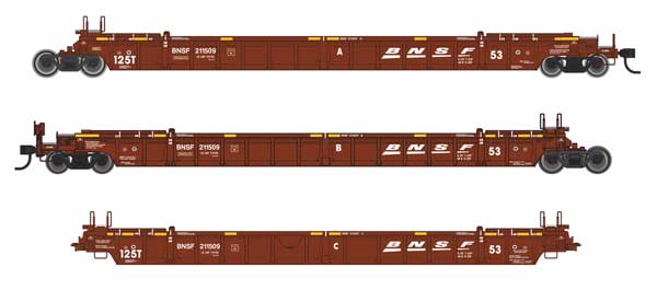Walthers HO 910-55817 - Mainline - NSC Articulated 3-Unit 53' Well Car "BNSF" #211509