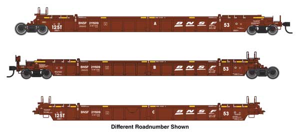 Walthers HO 910-55819 - Mainline - NSC Articulated 3-Unit 53' Well Car "BNSF" #211550
