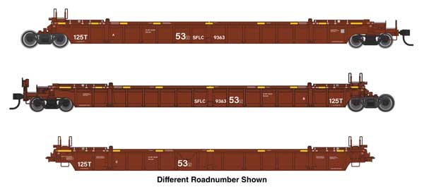 Walthers HO 910-55825 - Mainline - NSC Articulated 3-Unit 53' Well Car "Santa Fe" #9363 (SFLC)