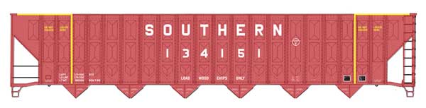 Walthers HO 910-56366 - Mainline - 73' Greenville 7,000 Cubic Foot Wood Chip Hopper "Southern" #134151 (brown)