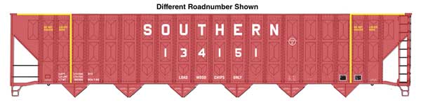 Walthers HO 910-56367 - Mainline - 73' Greenville 7,000 Cubic Foot Wood Chip Hopper "Southern" #134343 (brown)