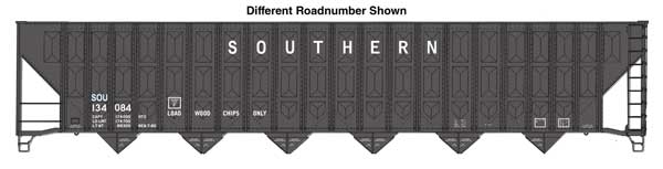Walthers HO 910-56371 - Mainline - 73' Greenville 7,000 Cubic Foot Wood Chip Hopper "Southern" #134195 (black)
