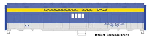 Walthers HO 920-10844 - Proto - 50' Express Boxcar "Chesapeake & Ohio" #377 (C&O-Style Troop Sleeper Conversion) Tri-Color