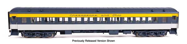 Walthers HO 920-42728 - Proto - 82' Pullman-Built Heavyweight Paired-Window Lighted Coach Passenger Car "Chesapeake & Ohio" #713 (Tri-Color)