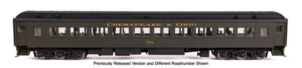 Walthers HO 920-42732 - Proto - 82' Pullman-Built Heavyweight Paired-Window Lighted Coach Passenger Car "Chesapeake & Ohio" #717 (Green)