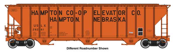 Walthers HO 920-106196 - Proto - 55' Evans 4780 Covered Hopper "Hampton Co-op" #26196 (USLX)