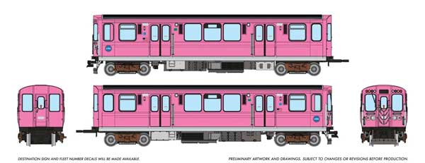 Rapido Trains HO 208515 - Budd 2600-Series Railcars "Chicago Transit Authority" #3005, 3006 (Pink Line Promo Scheme)