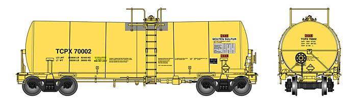 Walthers HO 920-100067 - Proto - 40’ Trinity 14,000-Gallon Molten Sulfur Tank car "Trinity Industries Leasing" #70065 (TCPX)