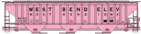 Accurail HO 81822 - Kit - Pullman-Standard 4750 3-Bay Covered Hopper "West Bend Elevator" #4293