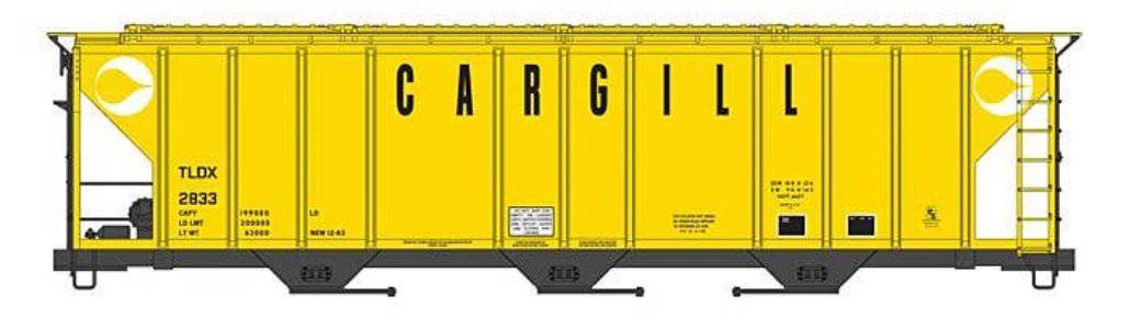 Walthers HO 910-49404 - Mainline - 50' Pullman-Standard PS-2CD 4427 3-Bay Covered Hopper "Cargill TLDX" #2833
