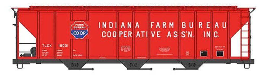 Walthers HO 910-49413 - Mainline - 50' Pullman-Standard PS-2CD 4427 3-Bay Covered Hopper "Indiana Farm Bureau TLCX" #19010
