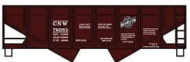 Accurail HO 81741 - 55-Ton Panel-Side Twin Hopper Car (Kit) "Chicago & North Western" #76245 (Boxcar Red, black, System Logo)
