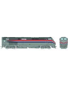 Rapido Trains HO 85503 - GE P32AC-DM Diesel Locomotive "Amtrak" #709 (Phase III, silver, red, white, blue, gray)