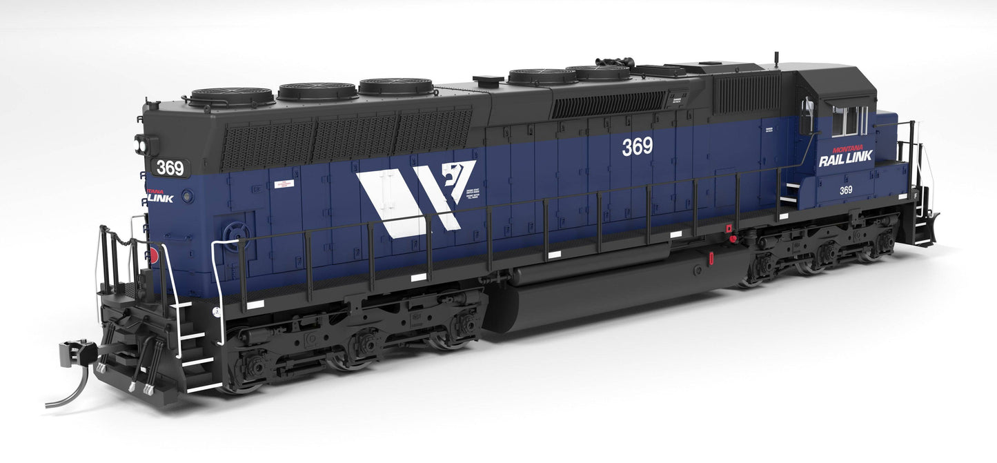 Broadway Limited Imports HO 9817 - EMD SD45 Diesel Locomotive "Montana Rail Link" #369 (blue, black, white, red, W Logo) w/DCC/Sound