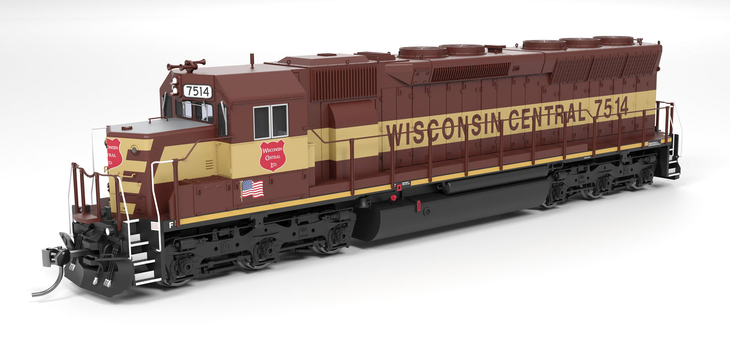 Broadway Limited Imports HO 9822 - EMD SD45 Diesel Locomotive "Wisconsin Central" #7525 (maroon, gold, Operation Lifesaver Banner) w/DCC/Sound