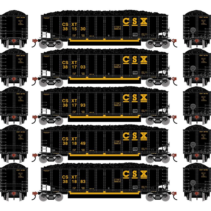 Athearn HO ATHN-2294 - Bethgon Coalporter w/Coal Load "CSXT" (5 Car Set)