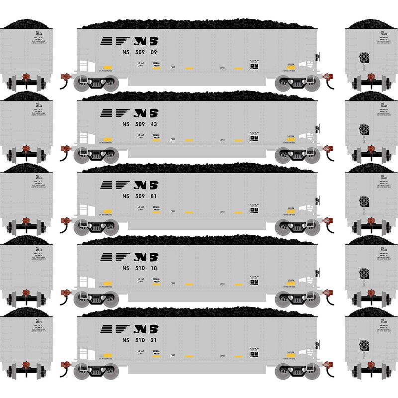 Athearn HO ATHN-2296 - Bethgon Coalporter w/Coal Load "Norfolk Southern" (5 Car Set)