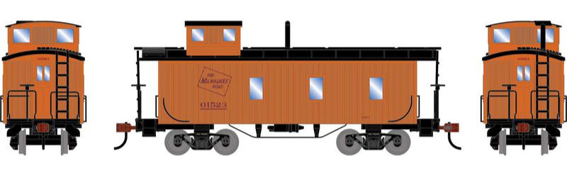 Athearn HO 2601 - 3-Window Wood Caboose "Milwaukee Road" #01523