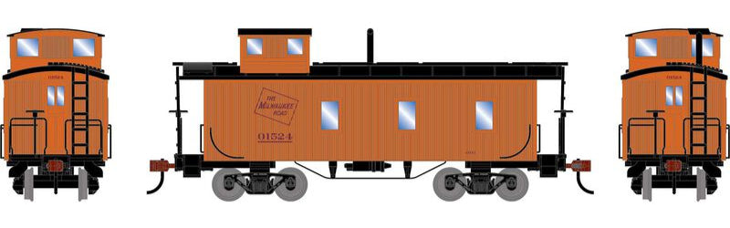 Athearn HO 2602 - 3-Window Wood Caboose "Milwaukee Road" #01524