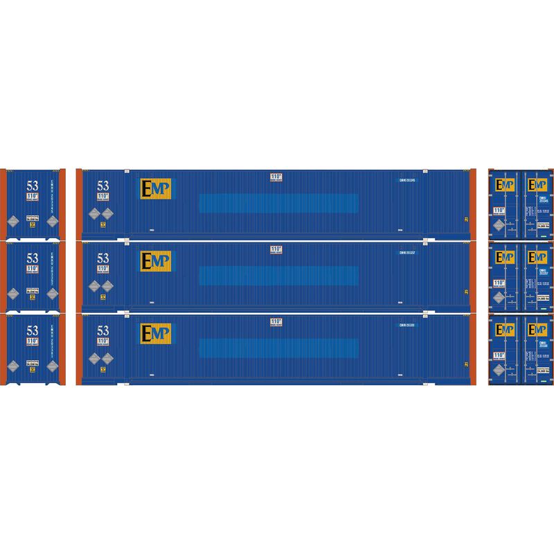 Athearn HO 2657 - 53' Jindo Containers "EMHU" #203345/203357/203381 (3-Pack)