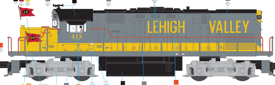 Atlas HO 10 004 7LVB - Master HO C420 - Lehigh Valley #415 -Gold Model with ESU Sound - Custom Run for MrMuffin'sTrains