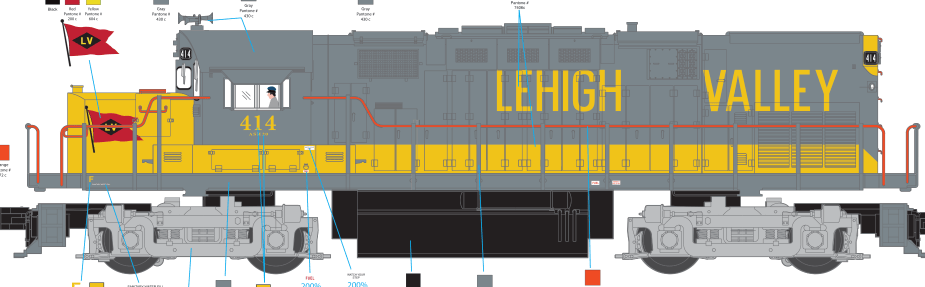 Atlas HO 100047LVG - Master HO C420 Diesel Locomotive "Lehigh Valley" #414 -Gold Model with ESU Sound - Custom Run for MrMuffin'sTrains