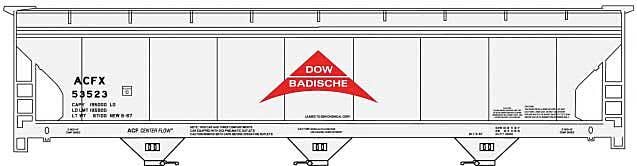 Accurail HO 81761 - Kit - ACF 47' 3-Bay Center-Flow Covered Hopper "Badische" #53523 (gray, red)