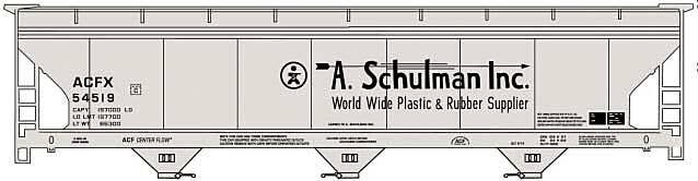 Accurail HO 81763 - Kit - ACF 47' 3-Bay Center-Flow Covered Hopper "Schulman" #54521 (gray, black)