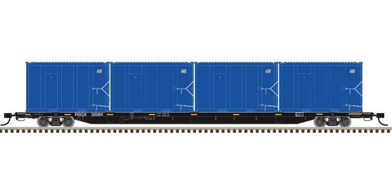 Atlas HO 20007728 - Trainman - 85' Trash Flat Car w/MSW Containters "ECDC Logistics" #30064