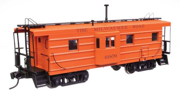 Walthers HO 920-103652 - Proto - Rib Sided Caboose "Milwaukee Road" #01870 (Orange, Maroon; Includes Coal Stove)