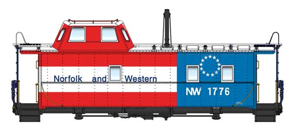 Walthers HO 920-103609 - Proto - Wabash Streamlined Caboose "Norfolk & Western" #1776 (Bi-Centennial)
