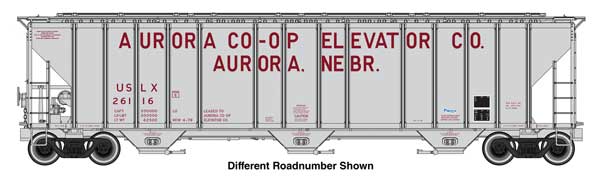 Walthers HO 920-106179 - Proto - 55' Evans 4780 Covered Hopper "Aurora Coop" #26120 (USLX)