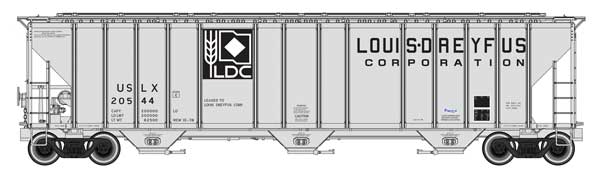 Walthers HO 920-106198 - Proto - 55' Evans 4780 Covered Hopper "Louis Dreyfus" #20544 (USLX)