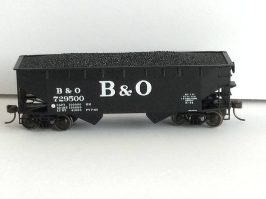 Model train car with 'B&O' branding on a white background