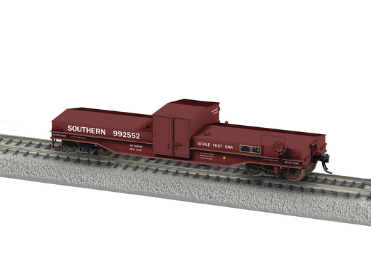 Model train car on a track with 'Southern' branding