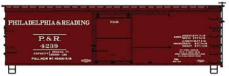 Accurail HO 1315 - Kit - 36' Double-Sheathed Wood Boxcar w/Steel Roof, Ends, Fishbelly Frame "Philadelphia & Reading" #4239 (Boxcar Red)