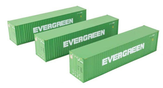 Walthers HO 949-18200 - SceneMaster - 40' Hi Cube Corrugated Container w/ Flat Roof (3 Pack) "Evergreen"