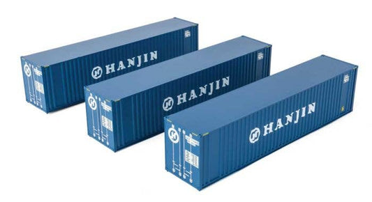 Walthers HO 949-18201 - SceneMaster - 40' Hi Cube Corrugated Container w/ Flat Roof (3 Pack) "Hanjin"