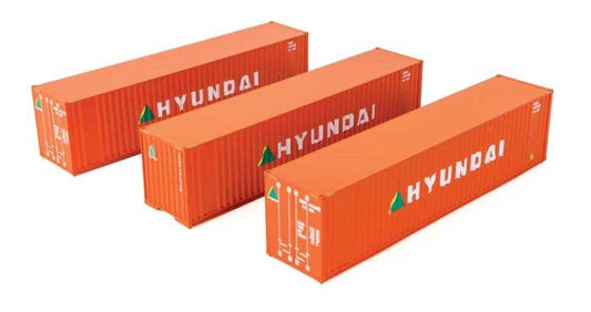 Walthers HO 949-18203 - SceneMaster - 40' Hi Cube Corrugated Container w/ Flat Roof (3 Pack) "Hyundai"