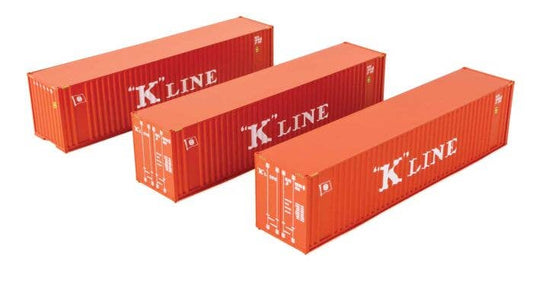 Walthers HO 949-18204 - SceneMaster - 40' Hi Cube Corrugated Container w/ Flat Roof (3 Pack) "K-Line"