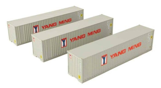 Walthers HO 949-18205 - SceneMaster - 40' Hi Cube Corrugated Container w/ Flat Roof (3 Pack) "Yang Ming"