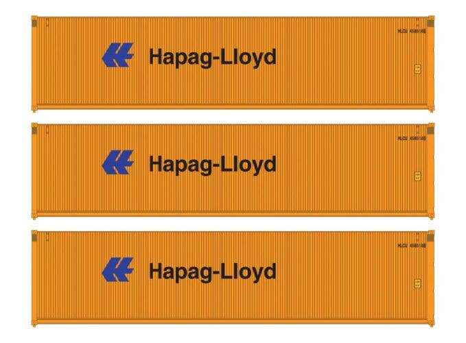 Walthers HO 949-18252 - SceneMaster - 40' Hi Cube Corrugated Container (3 Pack) "Hapag-Lloyd"