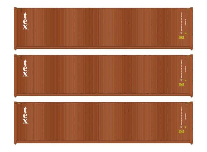 Walthers HO 949-18255 - SceneMaster - 40' Hi Cube Corrugated Container (3 Pack) "TEX"