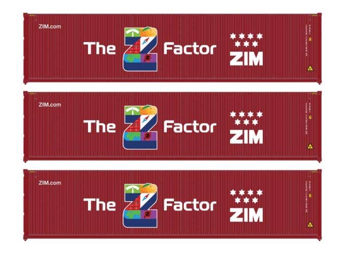 Walthers HO 949-18257 - SceneMaster - 40' Hi Cube Corrugated Container (3 Pack) "ZIM"
