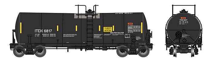 Walthers HO 920-100061 - Proto - 40’ Trinity 14,000-Gallon Molten Sulfur Tank car "Sulcom Inc." #6817 (ITDX)