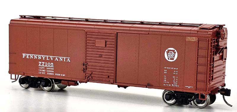 Bowser HO 43324 - X31A Round Roof Box Car "Pennsylvania" #77159 (2-Dr, Inset Roof) Circle Keystone