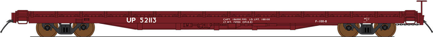 InterMountain HO 46425 - PS 60' Wood-Deck Flatcar "Union Pacific" (1980s, Boxcar Red, No Logo)
