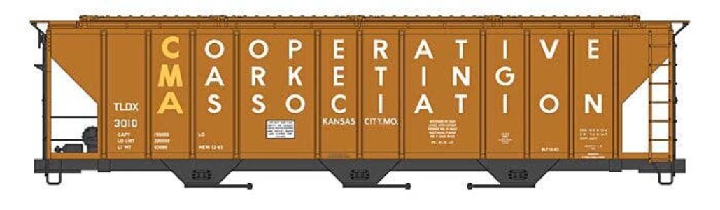 Walthers HO 910-49423 - Mainline - 50' Pullman-Standard PS-2CD 4427 3-Bay Covered Hopper "CMA TLDX" #3019