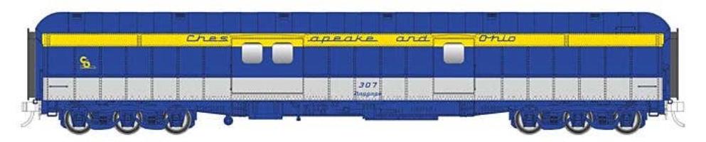 Walthers HO 920-17505 - Proto - 70' Heavyweight Baggage Car "Chesapeake & Ohio" #310 (Tri-Color)